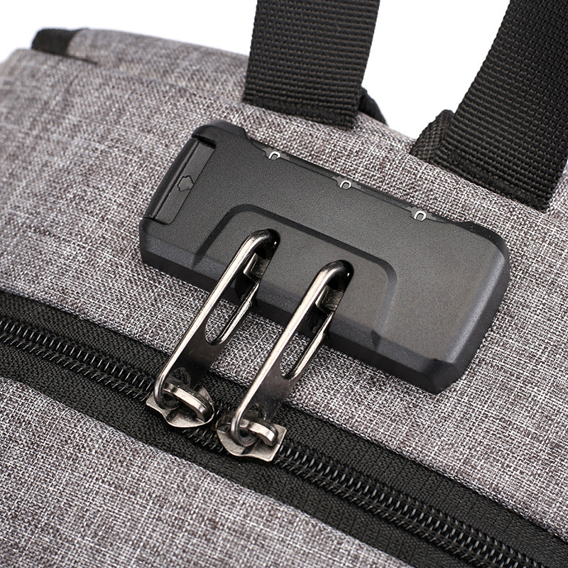 Everyday and traveller bag for travelling and office usage in light gray, black, dark blue.